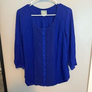 Anthropologie Maeve Blue Lace Women's Top-2